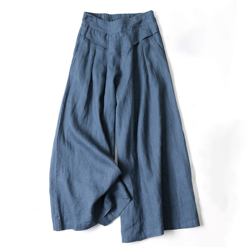 Leinenhose Damen Hoch geschnitten Weite Hosenbeine