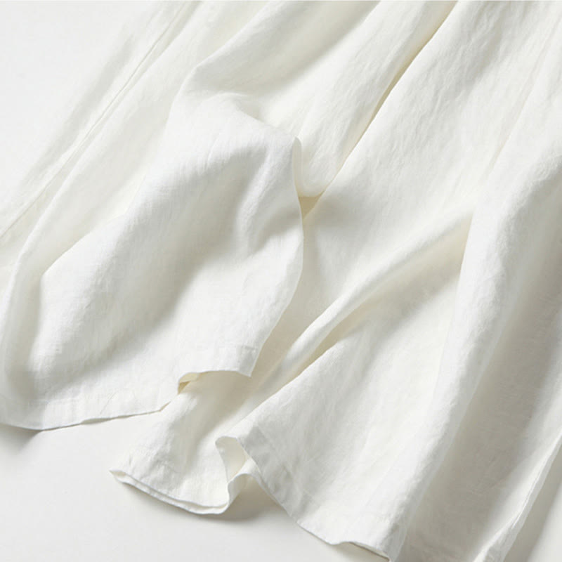 Leinenhose Damen Hoch geschnitten Weite Hosenbeine