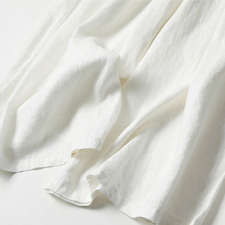 Leinenhose Damen Hoch geschnitten Weite Hosenbeine