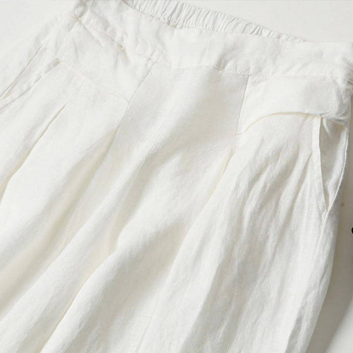 Leinenhose Damen Hoch geschnitten Weite Hosenbeine