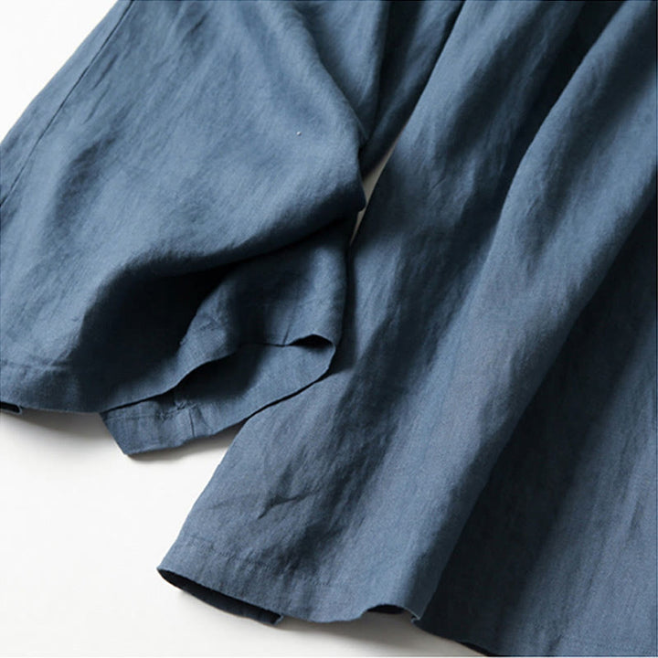 Leinenhose Damen Hoch geschnitten Weite Hosenbeine