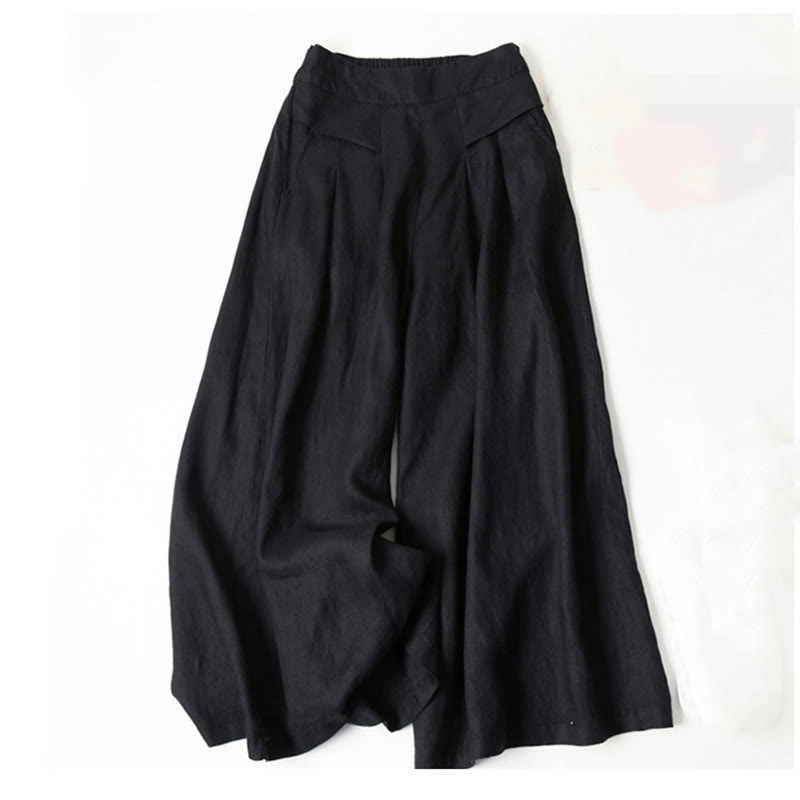 Leinenhose Damen Hoch geschnitten Weite Hosenbeine