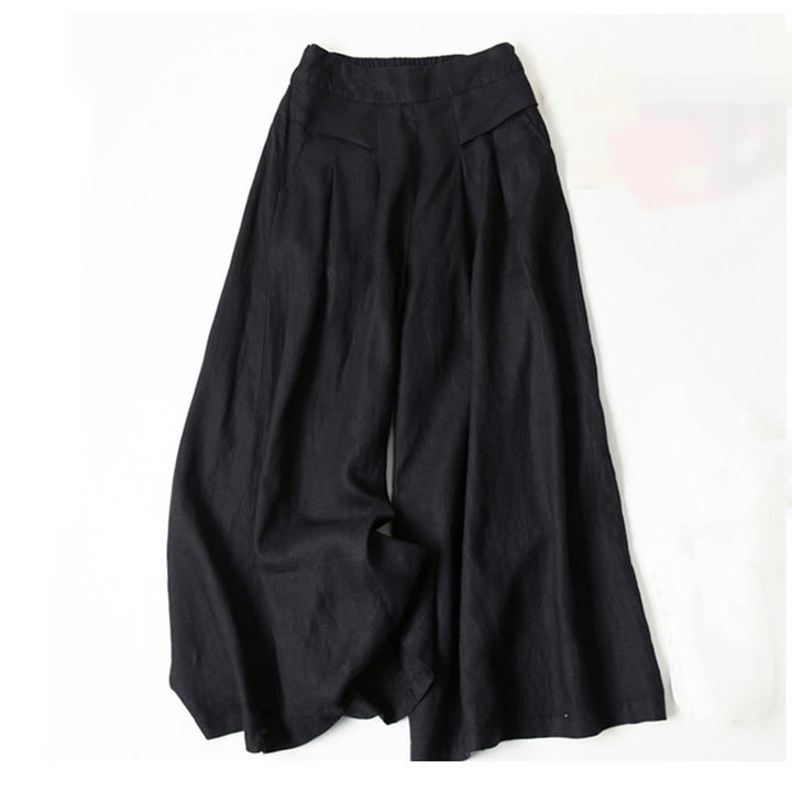 Leinenhose Damen Hoch geschnitten Weite Hosenbeine