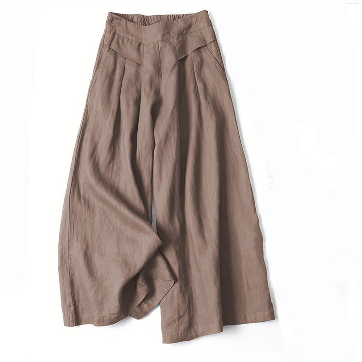 Leinenhose Damen Hoch geschnitten Weite Hosenbeine