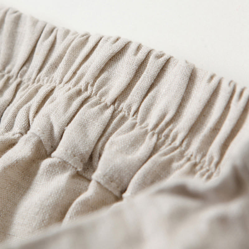 Leinenhose Damen Hoch geschnitten Weite Hosenbeine