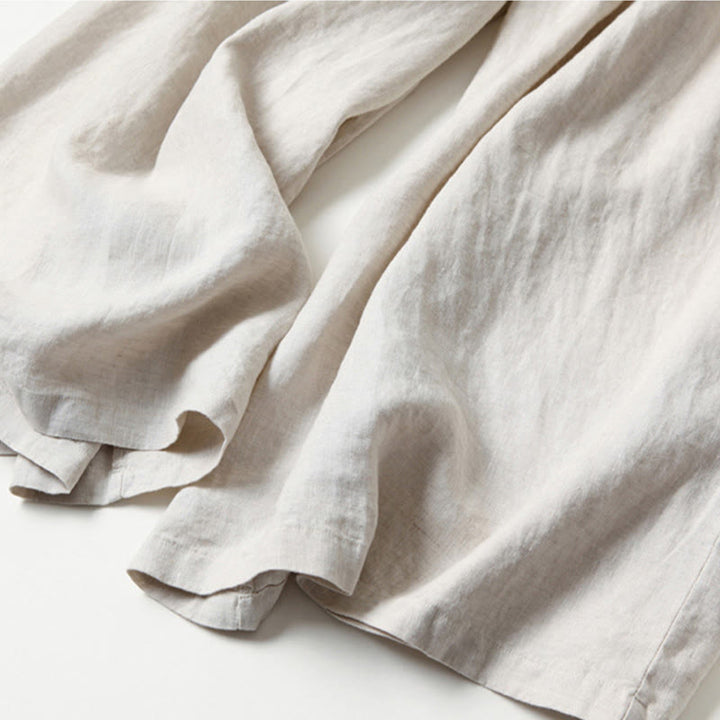 Leinenhose Damen Hoch geschnitten Weite Hosenbeine
