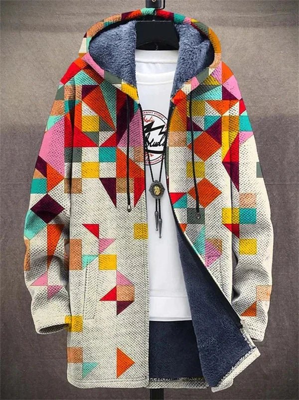 Kapuzencardigan | Geometrisches Muster