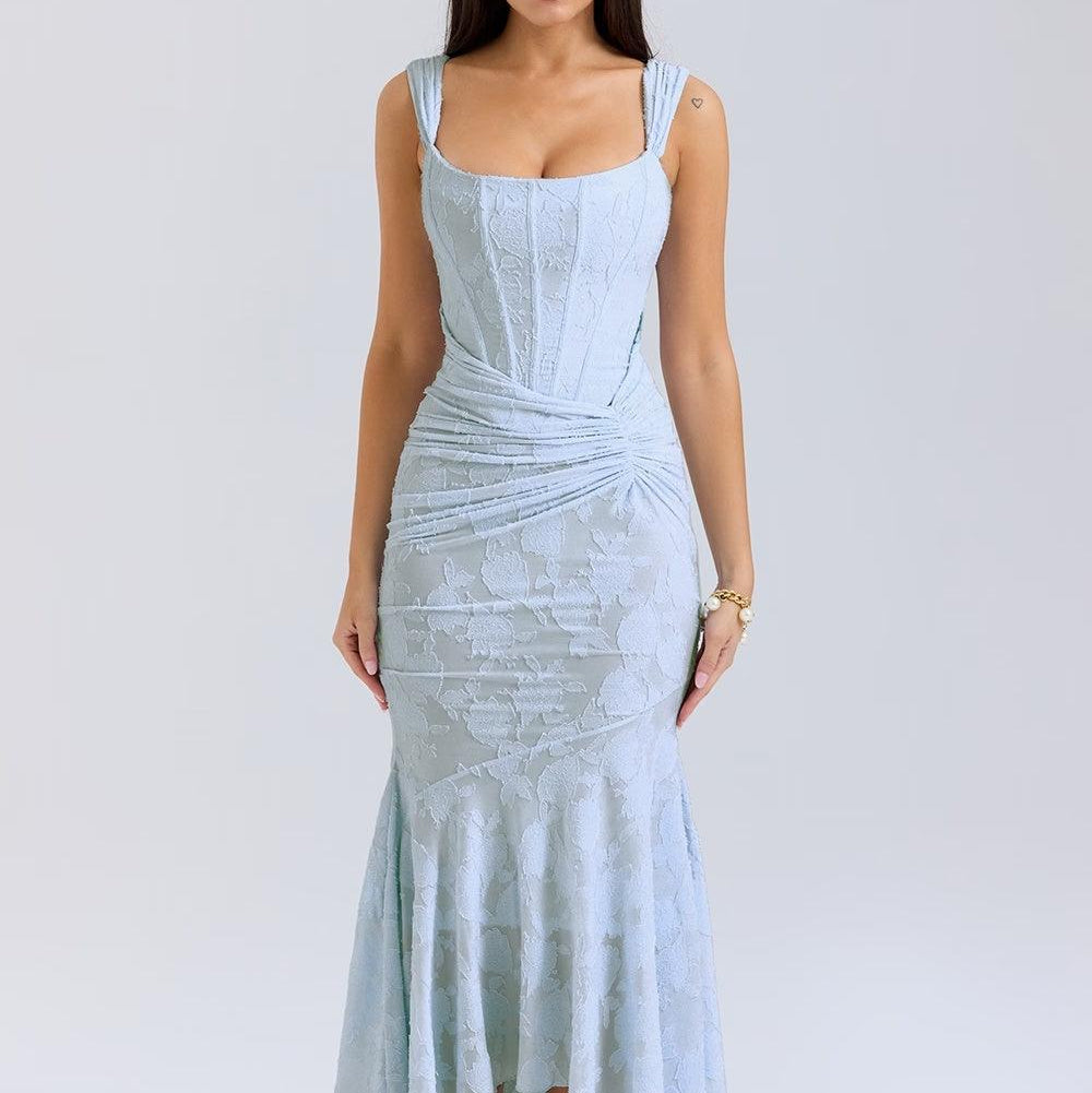 Damen-Maxikleid mit Blumenmuster, ärmellos