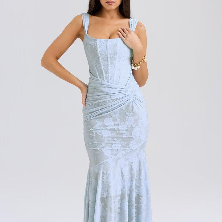 Damen-Maxikleid mit Blumenmuster, ärmellos