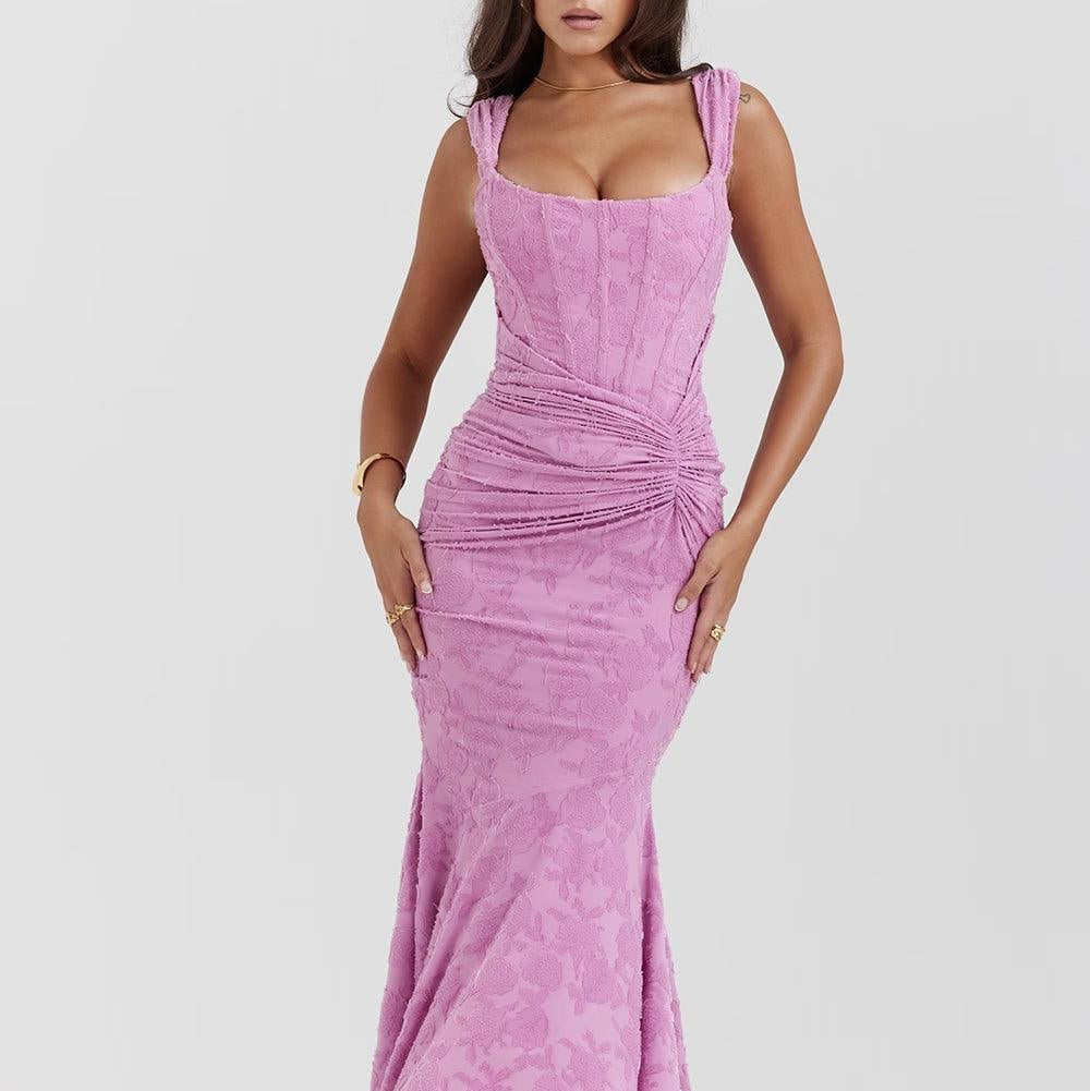 Damen-Maxikleid mit Blumenmuster, ärmellos