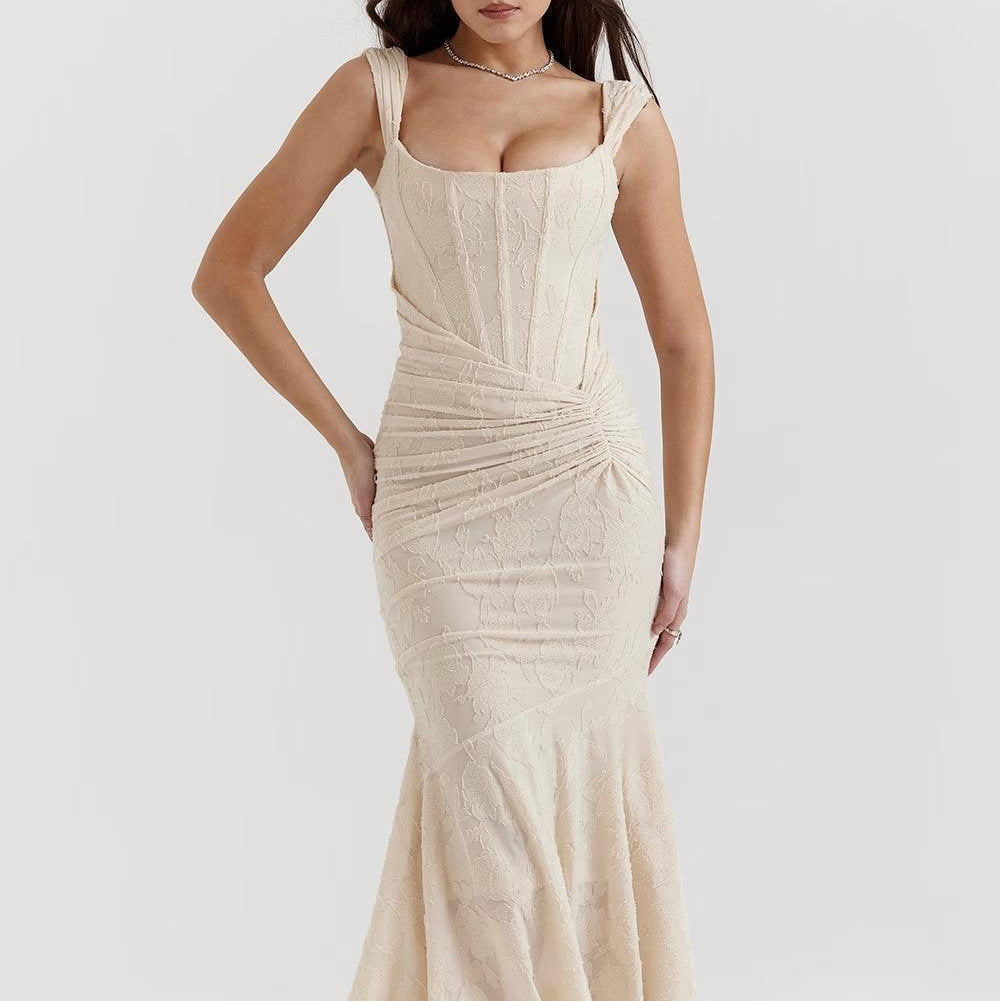 Damen-Maxikleid mit Blumenmuster, ärmellos