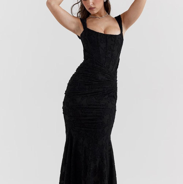 Damen-Maxikleid mit Blumenmuster, ärmellos