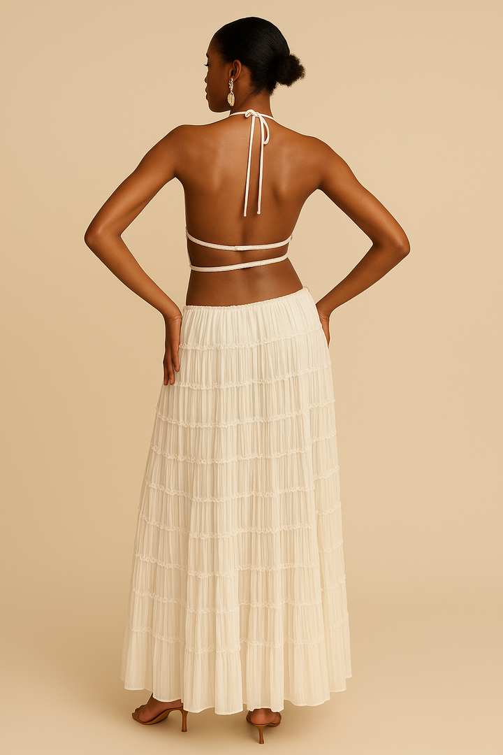 Yvonne – Elegant Two-Piece Set Pleated Dress for Women - Image 5