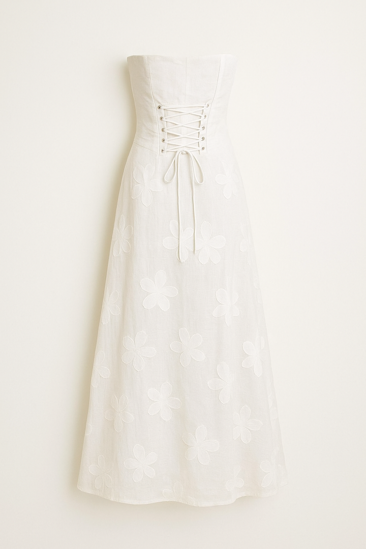 Lara – Elegant Corset Lacing and Floral Dress for Women - Image 7