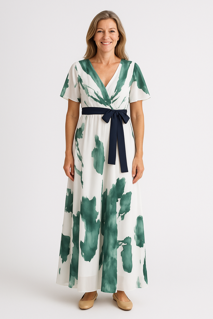 Anja – Elegant Flutter Sleeve Belted Dress for Women - Image 1