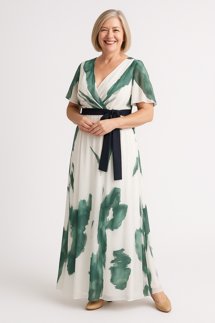 Anja – Elegant Flutter Sleeve Belted Dress for Women - Image 4