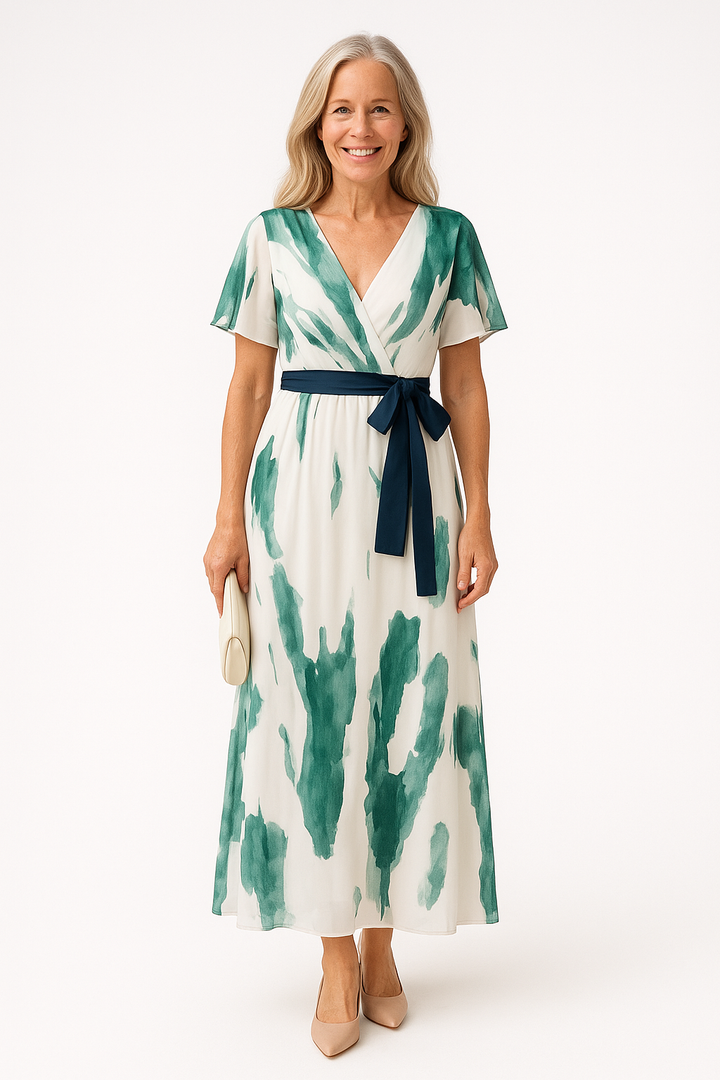 Anja – Elegant Flutter Sleeve Belted Dress for Women - Image 6