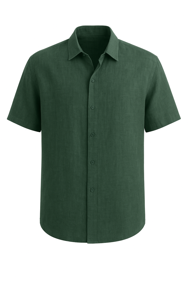 Robert – Casual cotton and linen Short Sleeve Shirt for Men - Image 8