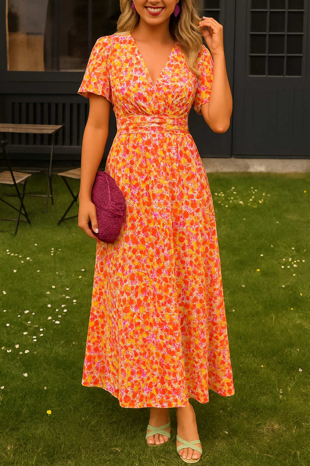 Lotte – Elegant V-neck and feminine fit Dress for Women - Image 1