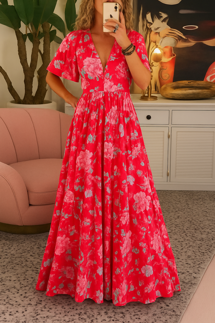 Ines – Elegant Vibrant Floral Dress for Women - Image 2