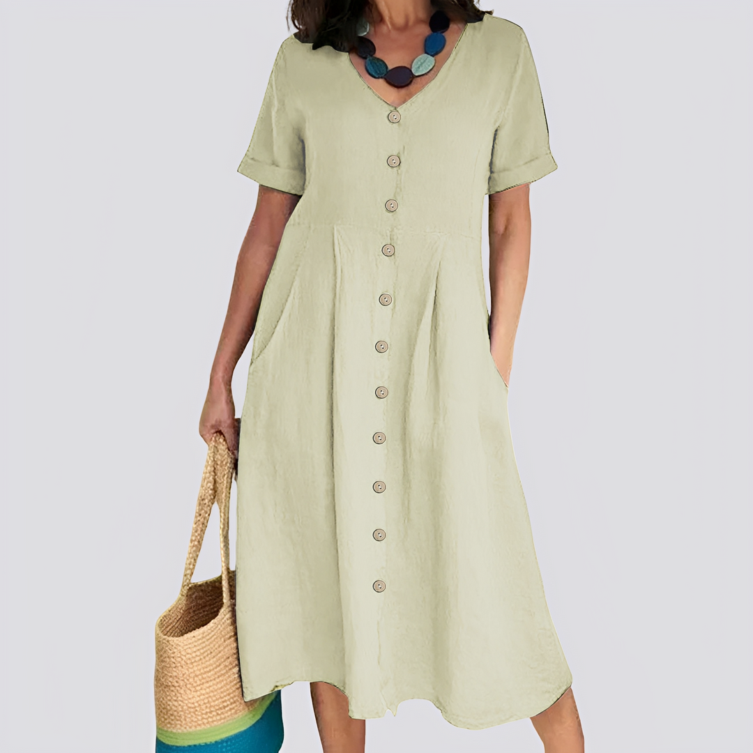 Sabrina - Lässiges, locker geschnittenes Kleid mit hoher Taille für Damen