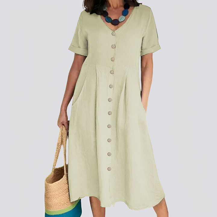 Sabrina - Lässiges, locker geschnittenes Kleid mit hoher Taille für Damen
