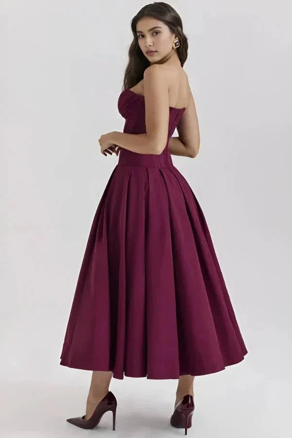 Trägerloses Korsett-Midi-Kleid für Damen
