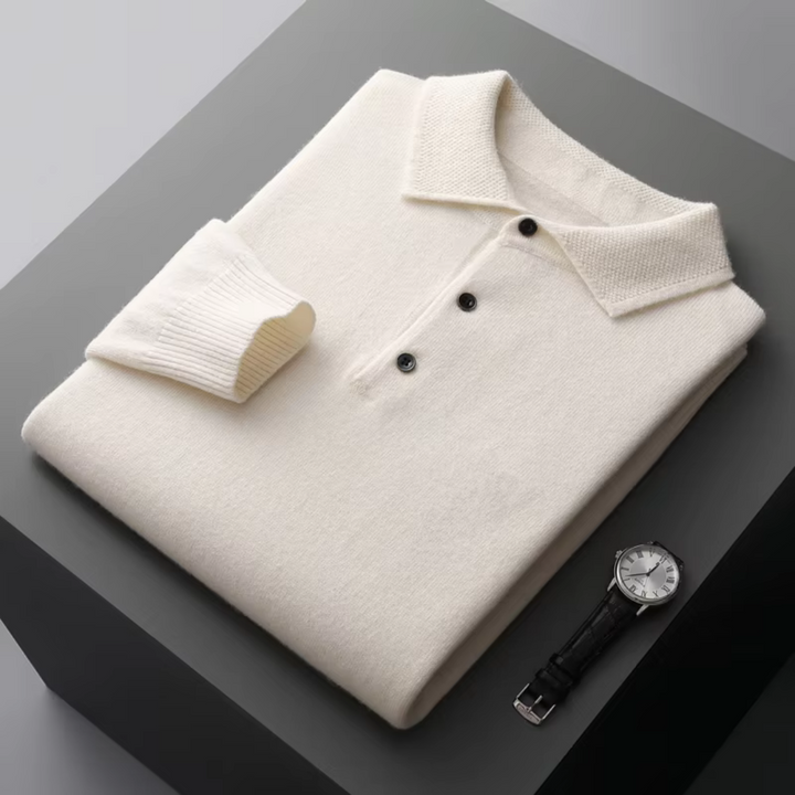 Polo Pullover mit Polokragen | Strickpullover Knopfleiste und Langarm