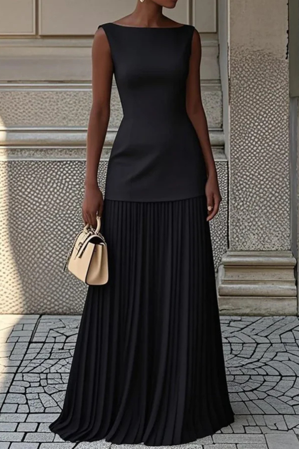Eline | Elegantes Plissee Maxi Kleid für Damen – Formell