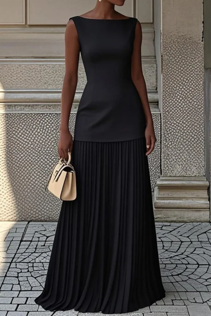 Eline | Elegantes Plissee Maxi Kleid für Damen – Formell