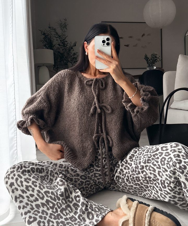 Cardigan Schleife Fia Dreiviertel Braun Ladypolitan ♡