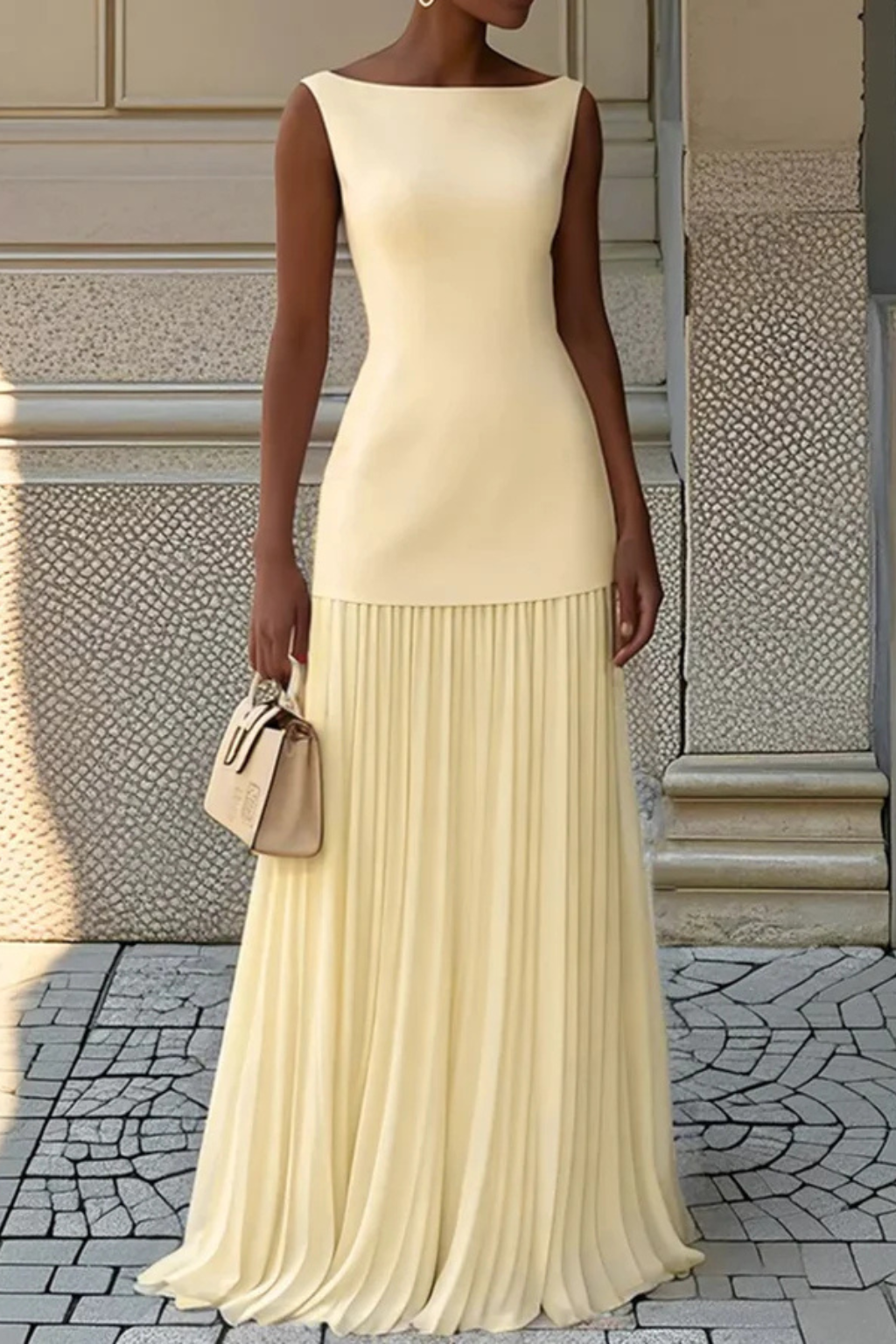 Eline | Elegantes Plissee Maxi Kleid für Damen – Formell