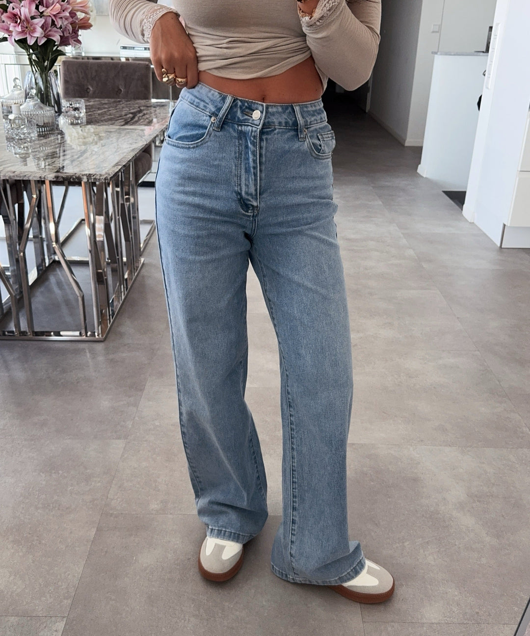 Stretch Straight Leg Jeans Heart Blau Ladypolitan ♡