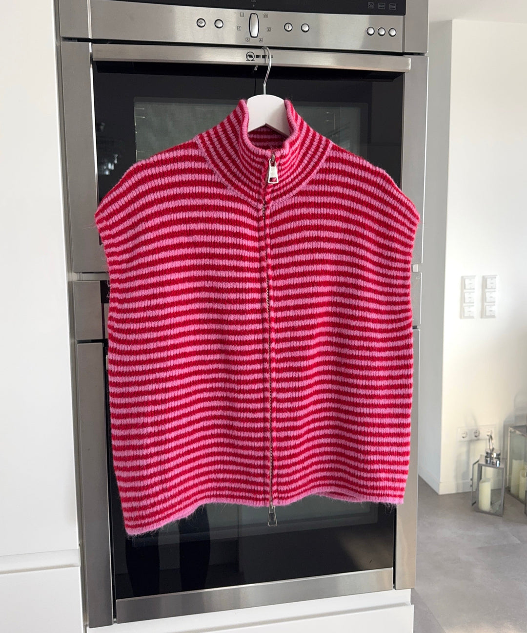 Kurzarm Strickjacke Vania Streifen Rot Pink Ladypolitan ♡