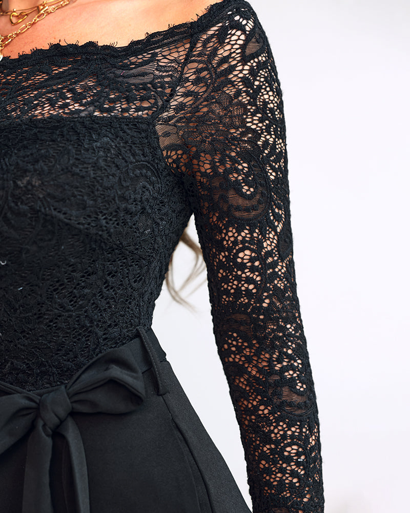 Camille – Eleganter Jumpsuit mit weitem Hosen und Spitze