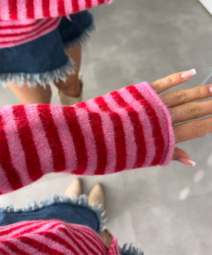 Cardigan Felicia Streifen Rot Pink Ladypolitan ♡