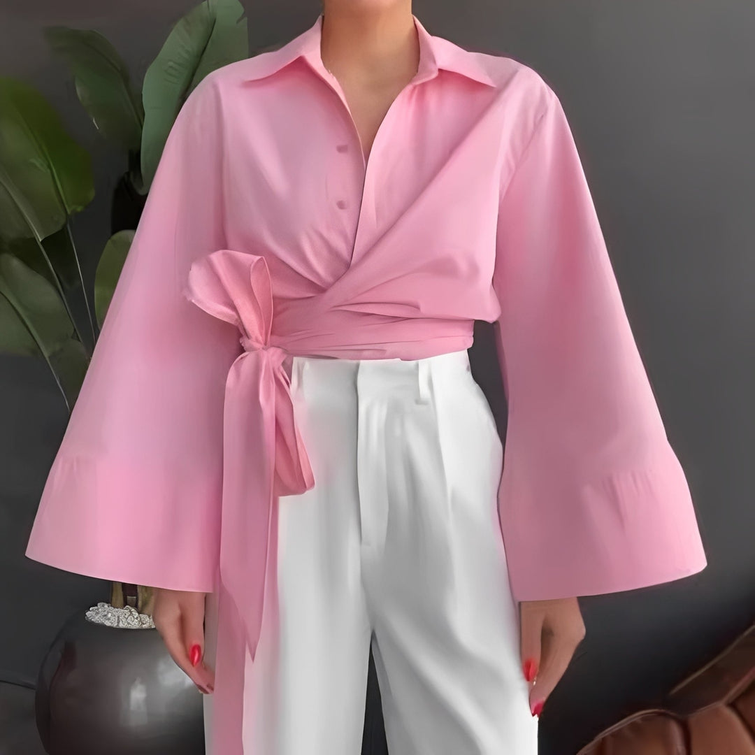 Shania - Elegantes, locker geschnittenes Oberteil mit Gürtel für Damen