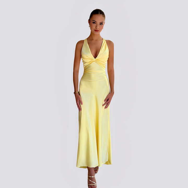 Caroline - Elegantes Maxikleid mit V-Ausschnitt für Damen
