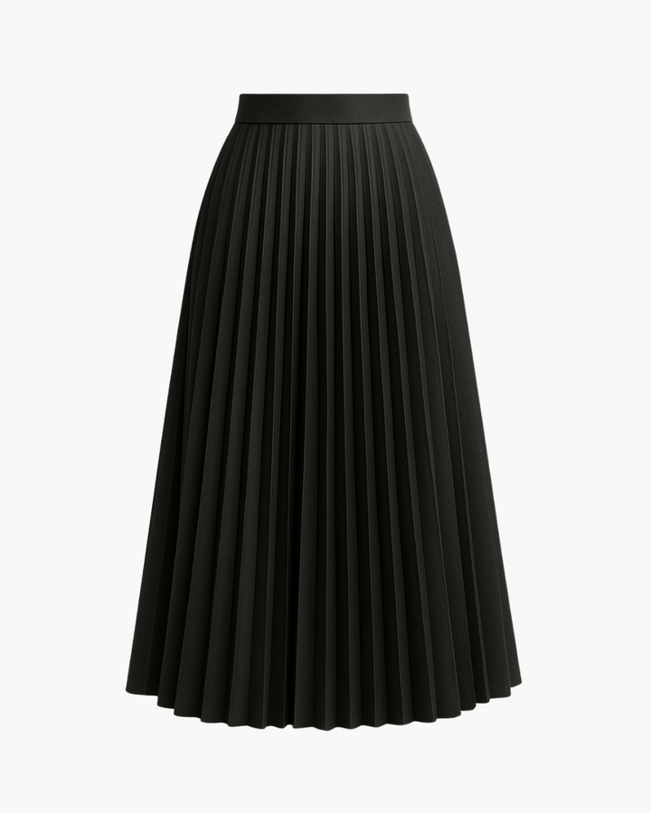 Falten Midi Plisseerock mit hoher Taille
