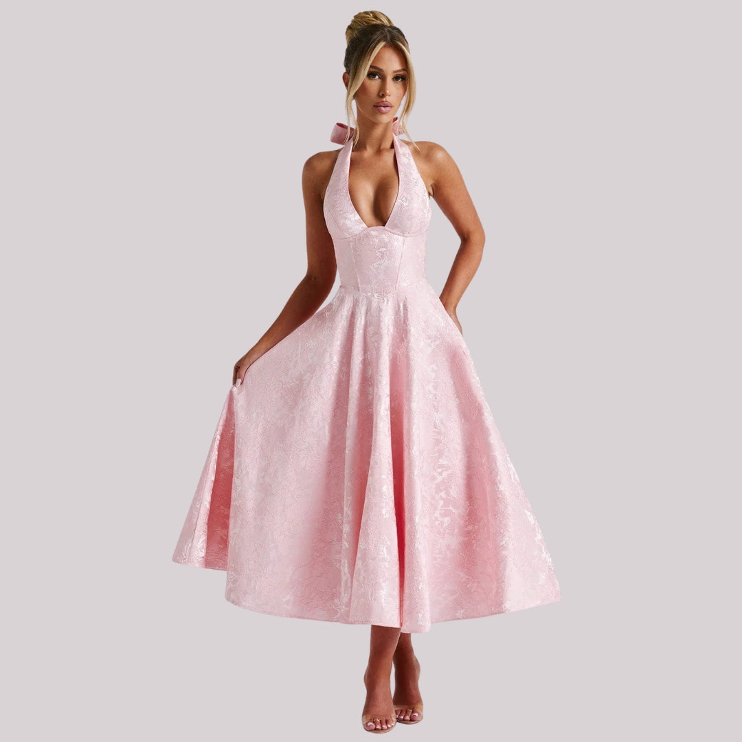 Emilia | Damen Hochzeitsgast Kleid Neckholder Midikleid