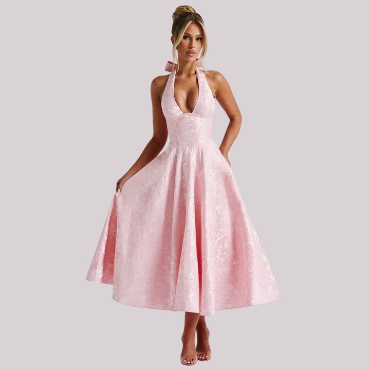 Emilia | Damen Hochzeitsgast Kleid Neckholder Midikleid
