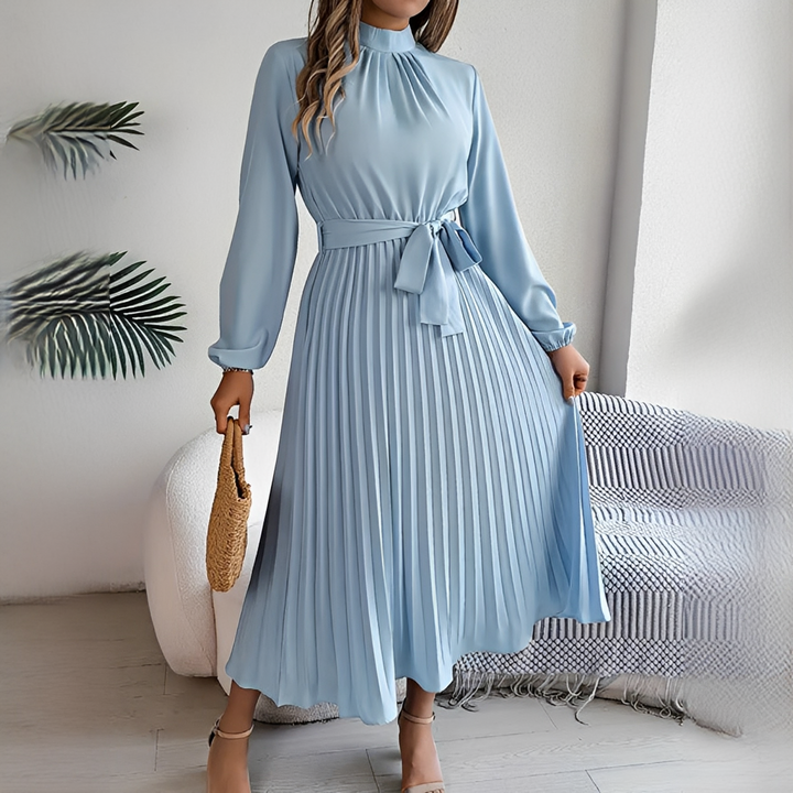 Jessy - Plissiertes Damenkleid mit langen Ärmeln
