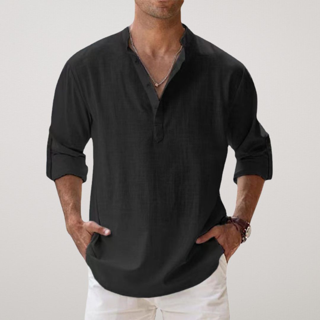 Lukas – Men's Relaxed Classic Long Sleeve Button Shirt - Image 5