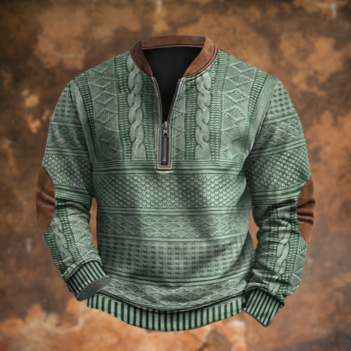 Pullover Mit Reißverschluss | Strukturiertes Musterdesign