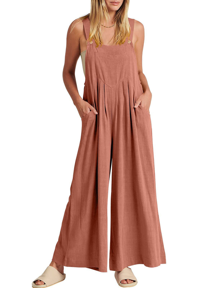 Jumpsuit Damen mit weitem Bein und Taschen