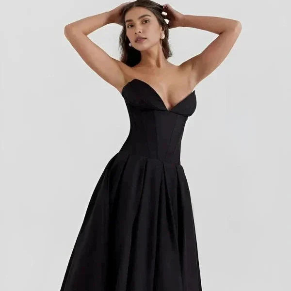 Trägerloses Korsett-Midi-Kleid für Damen