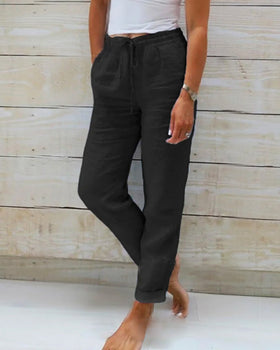 Hannah – Damen Bequeme Leinenhose mit Kordelzug