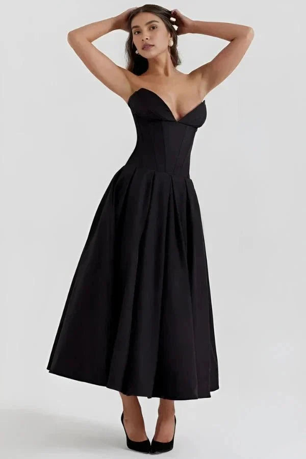 Laarni Kleid – Elegantes Korsett-Midi-Kleid für besondere Anlässe