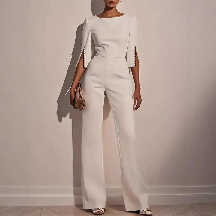 Damen-Jumpsuit mit weiten Beinen | Perlen