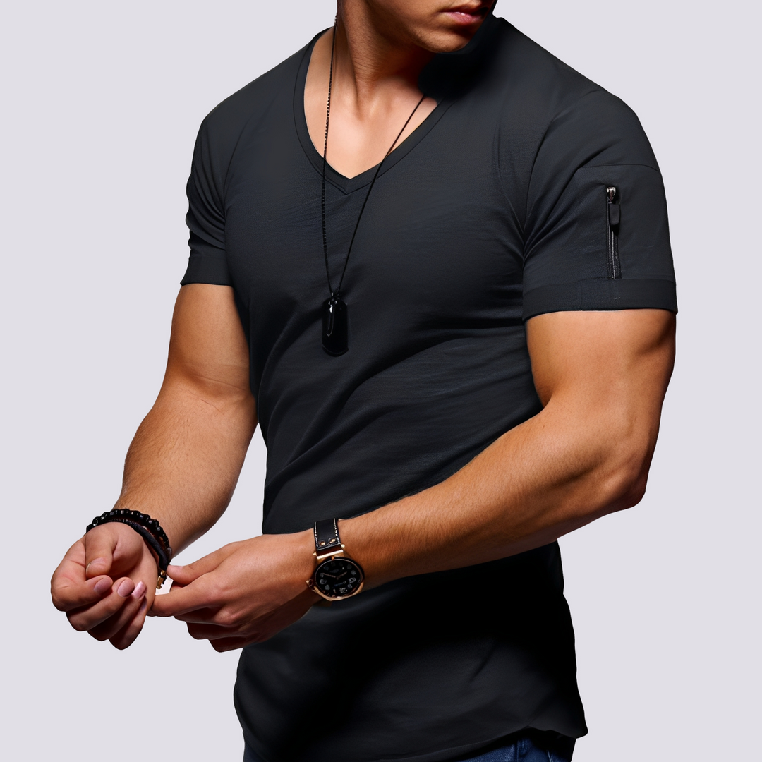 Louis - Lässiges Slim-Fit-Shirt mit V-Ausschnitt für Herren